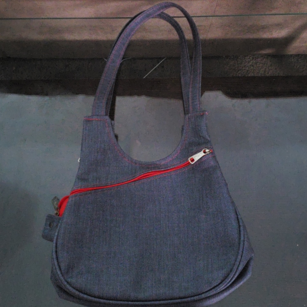 C&C Denim look and red lined Purse